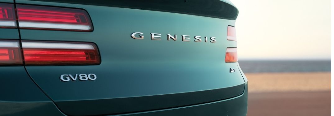 Close Up of Green 2022 Genesis GV80 Rear Exterior