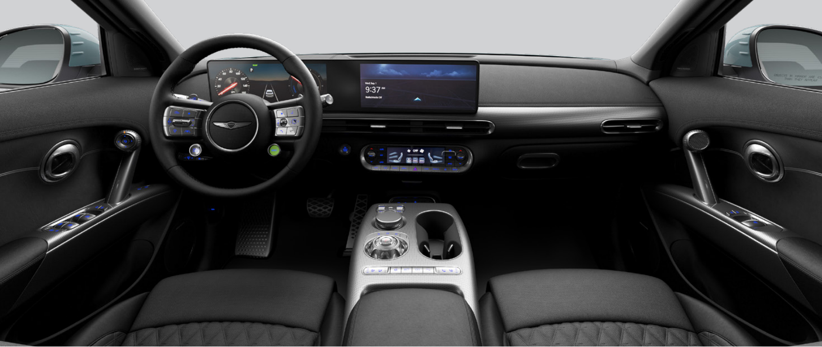 Genesis GV60 interior with a large touchscreen display.