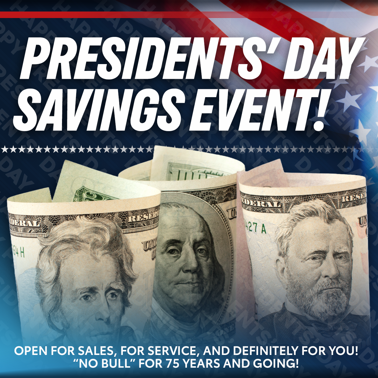 Presidents' Day Savings Event