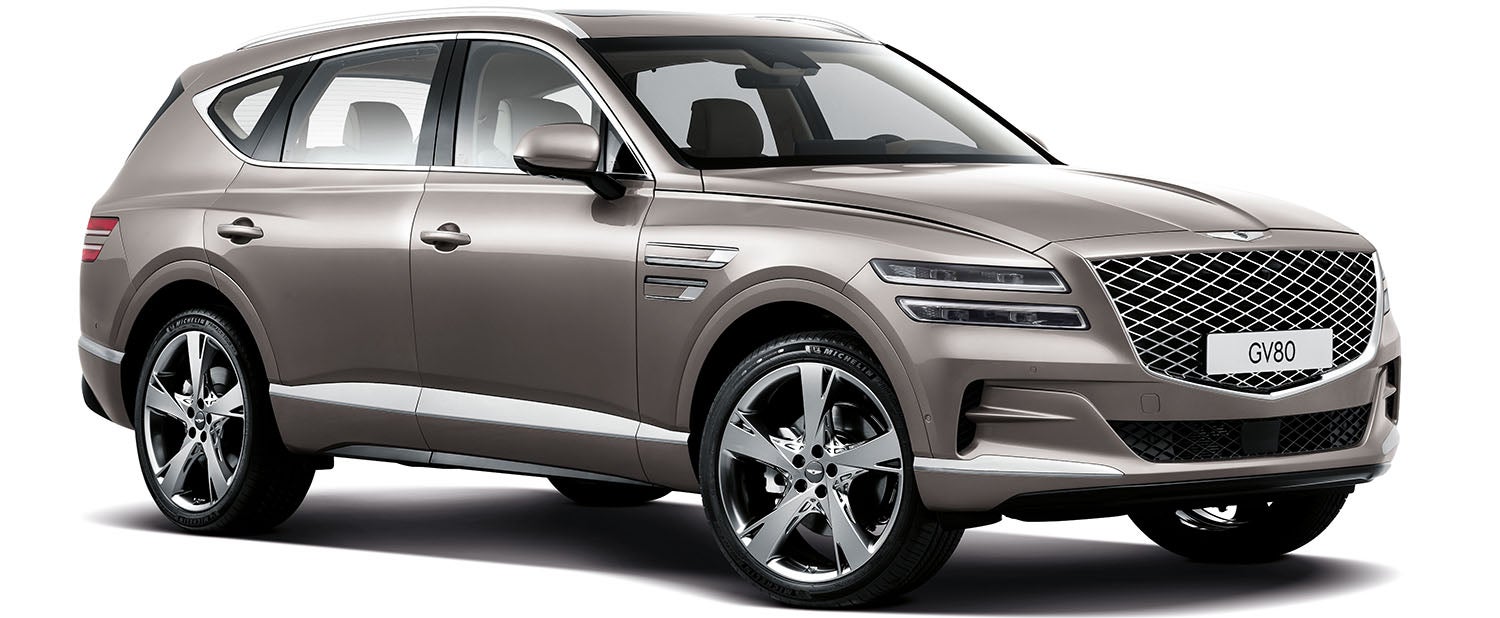 Front view of a silver Genesis GV80.